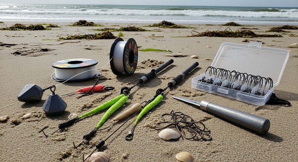 High-low cut bait surf fishing rig diagram