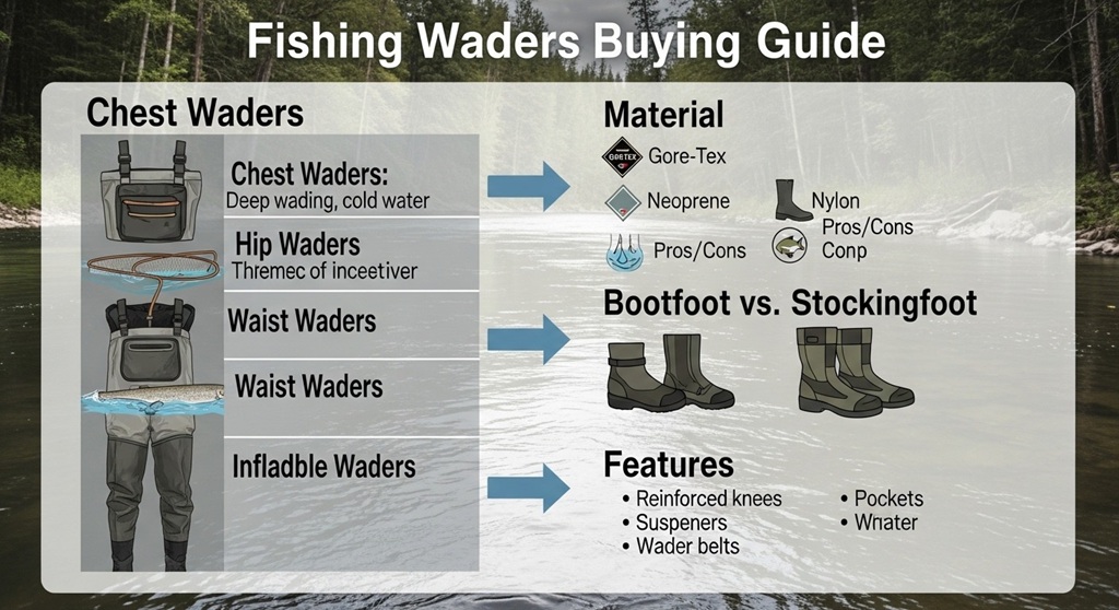 angler wearing breathable fishing waders standing in a river