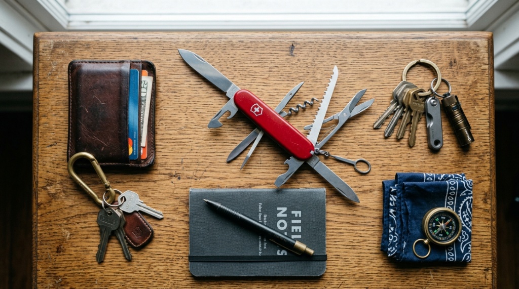 Close-up of stainless steel blades on a Swiss Army Knife.