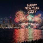 Fireworks over Lake Michigan at midnight on Chicago New Year's Eve 2027