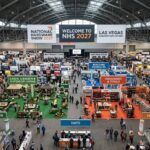 Aerial view of the National Hardware Show 2027 floor plan at the Las Vegas Convention Center with exhibitor booths and product zones clearly visible